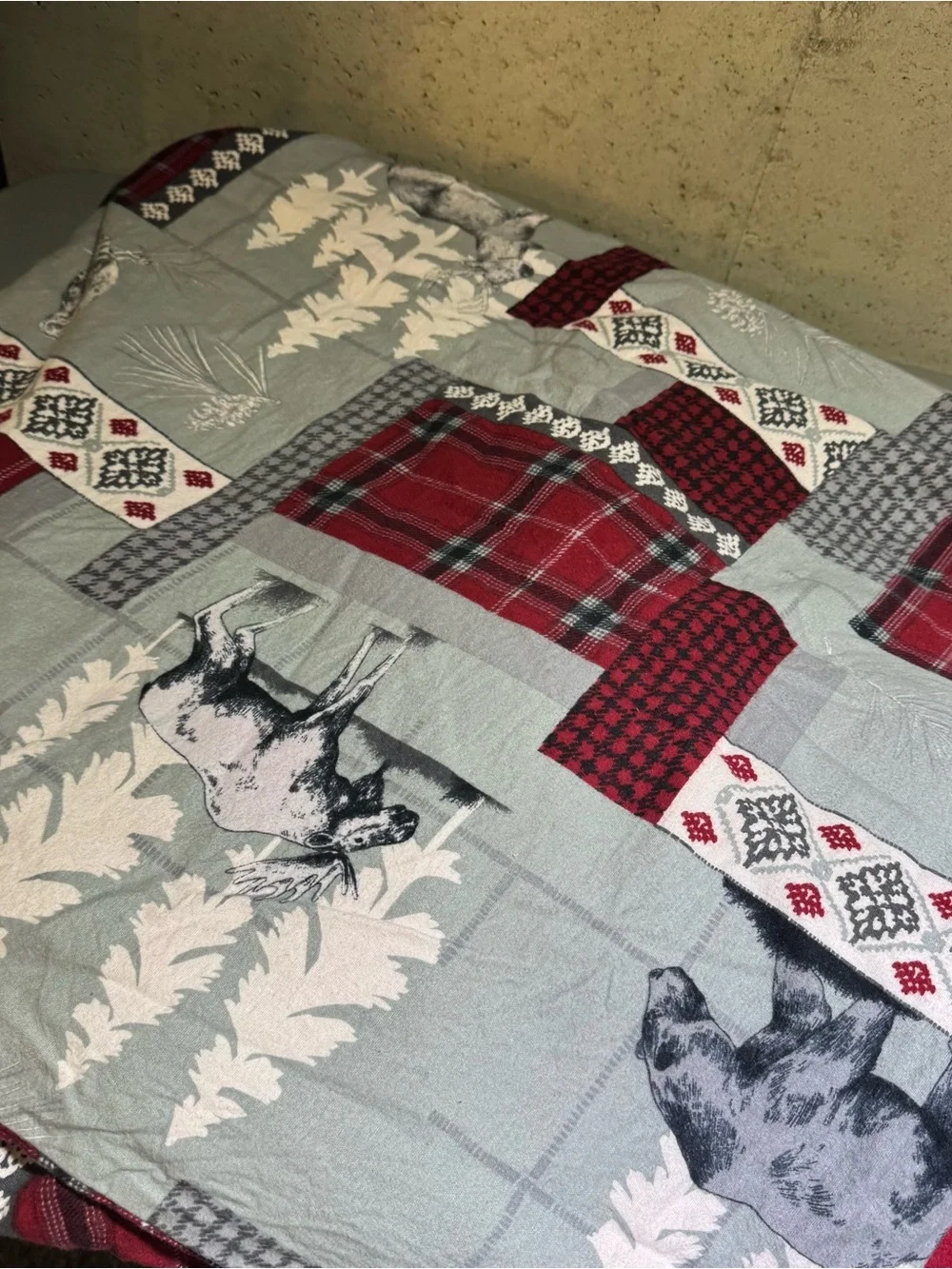 Cuddl Duds Red Lodge Flannel Plaid Reversible King Duvet Cover Winter Cozy Warm